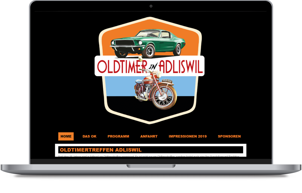 Mockup der von Wortsatz umgesetzten Website für Oldtimertreff in Adliswil