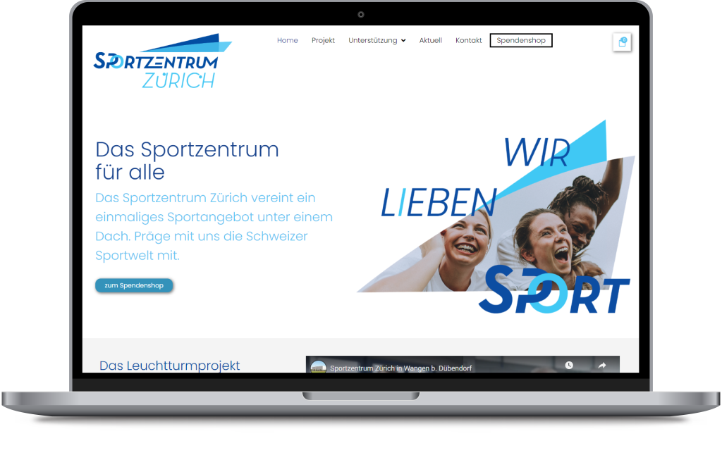 Mockup der von Wortsatz erstellten Website für das Sportzentrum Zürich