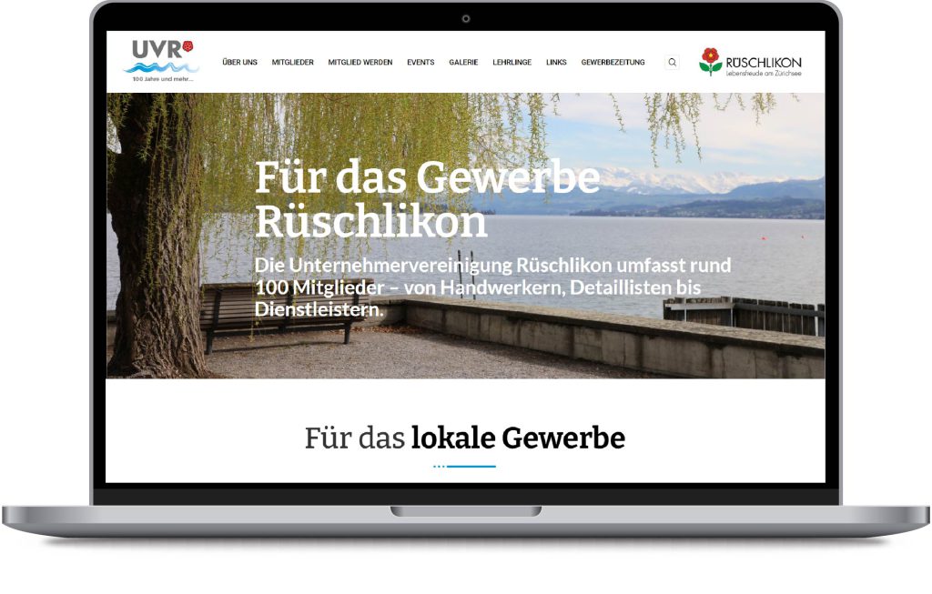 Mockup der von Wortsatz erstellten Website für die Unternehmervereinigung Rüschlikon