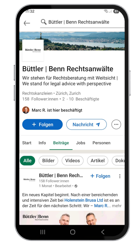 Referenz Büttler | Benn Rechtsanwälte LinkedIn