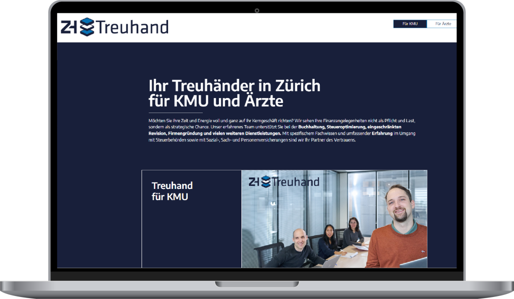 Mockup Website ZH Treuhand für KMU und Ärzte