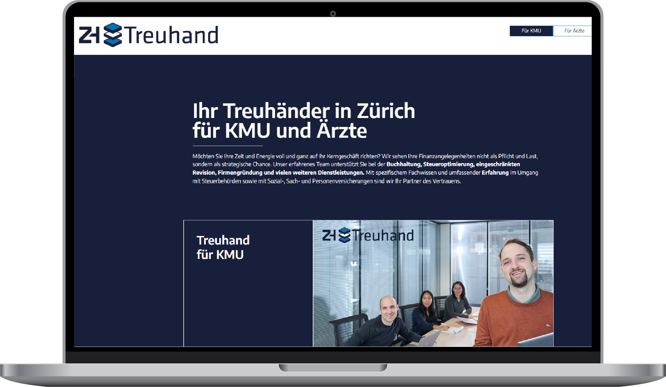 Mockup Website ZH Treuhand für KMU und Ärzte